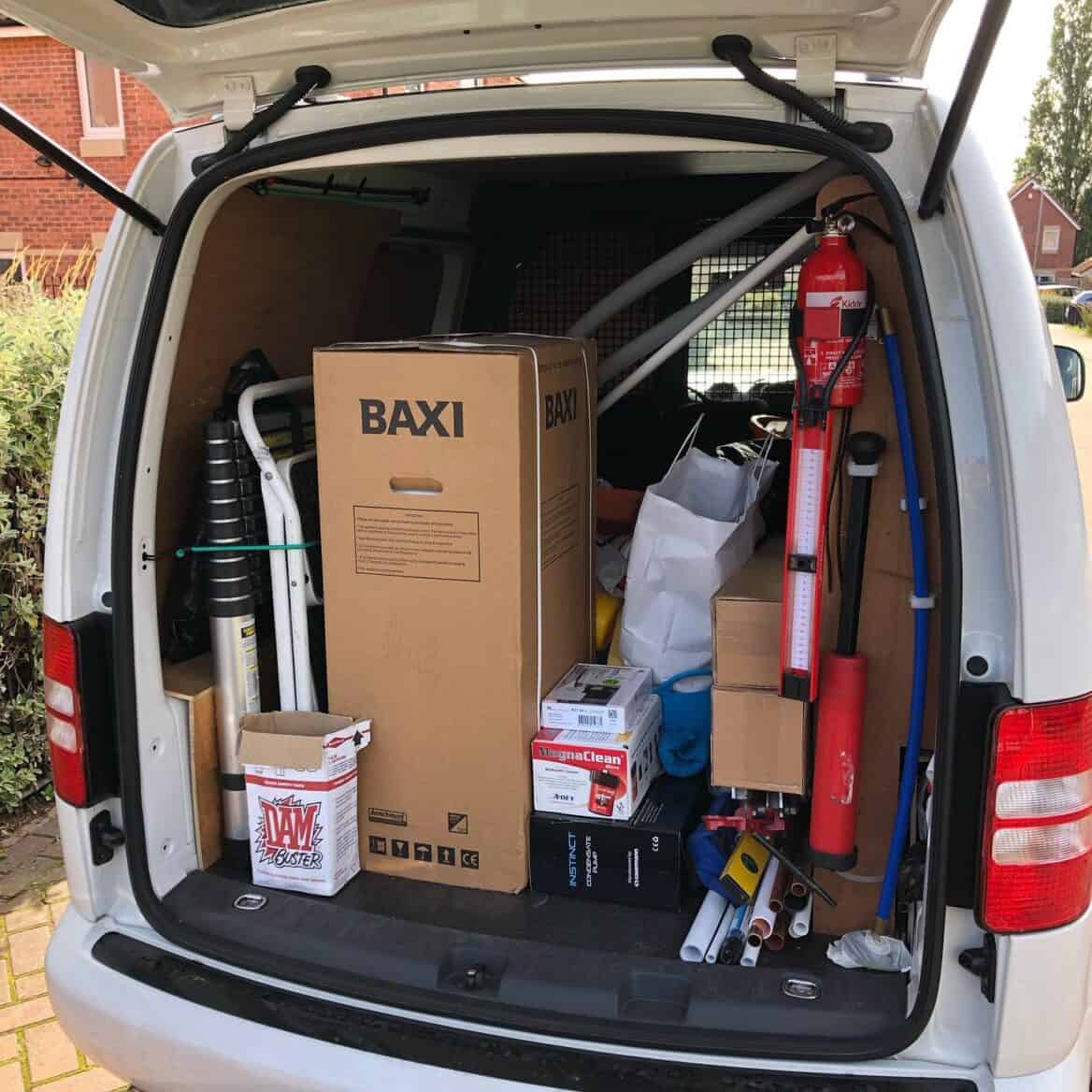 Van Loaded Ready For New Boiler Installation Job